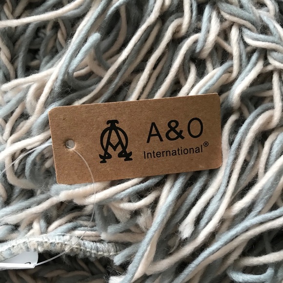 Knitted Button Infinity Fringe Scarf - Picture 4 of 4